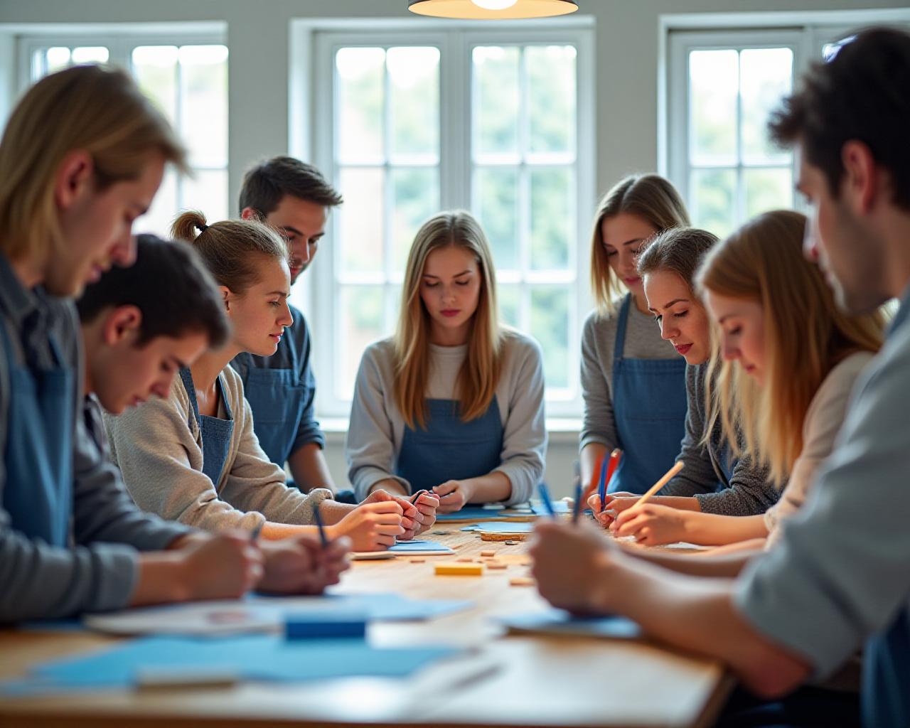 Students working on creative crafts in a bright Singapore studio