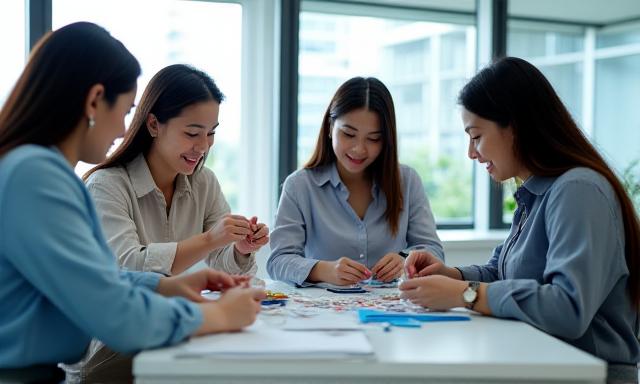 Office team collaborating on a creative project